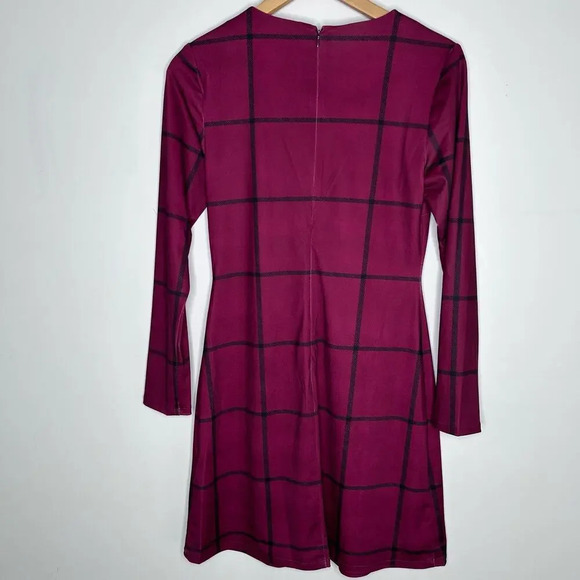 Hutch Anthropologie Merlot Red Plaid Long Sleeve Dress Women’s Small Cabin Chic - Picture 7 of 9